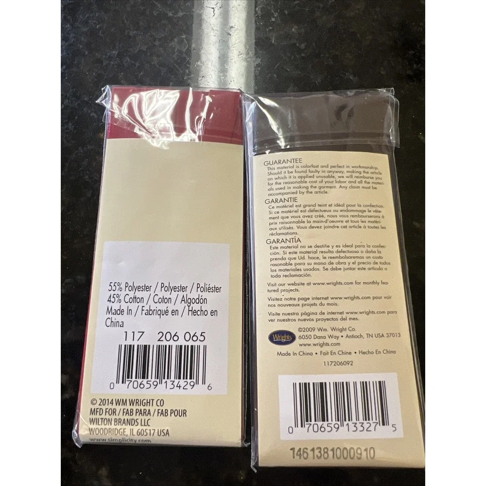 Wrights‎ Bias Tape Lot Extra Wide Double Fold 3 Yds Each New PC206